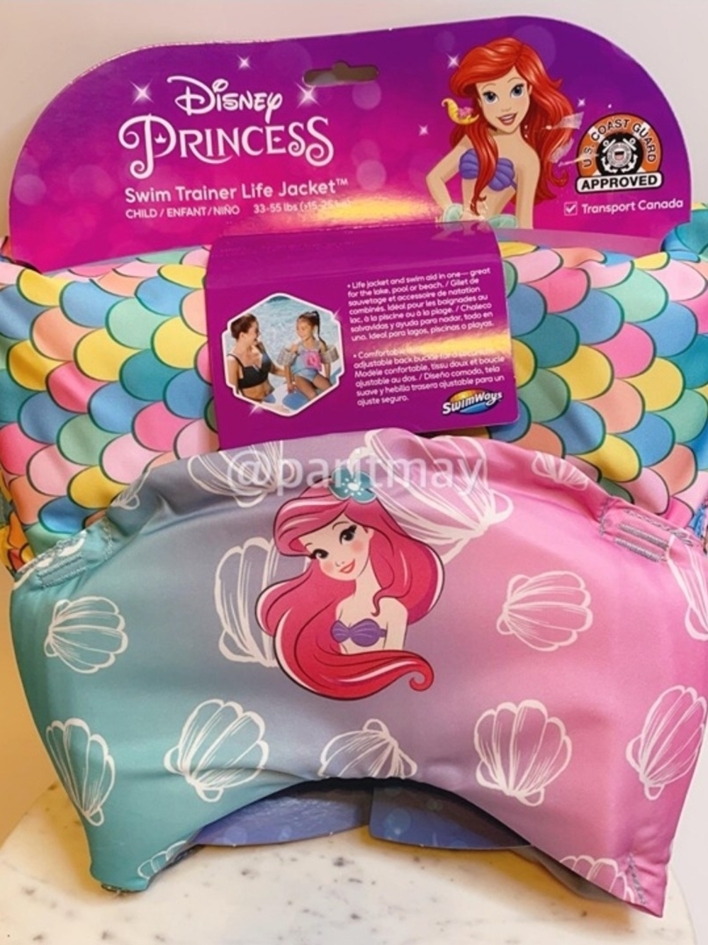Disney Princess Ariel Swim Trainer Life Jacket - Aqua & Pink